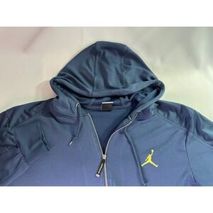 Jordan Dri-FIT Mesh Hoodie Men XL Navy Blue Yellow Full Zip Jumpman Basketball